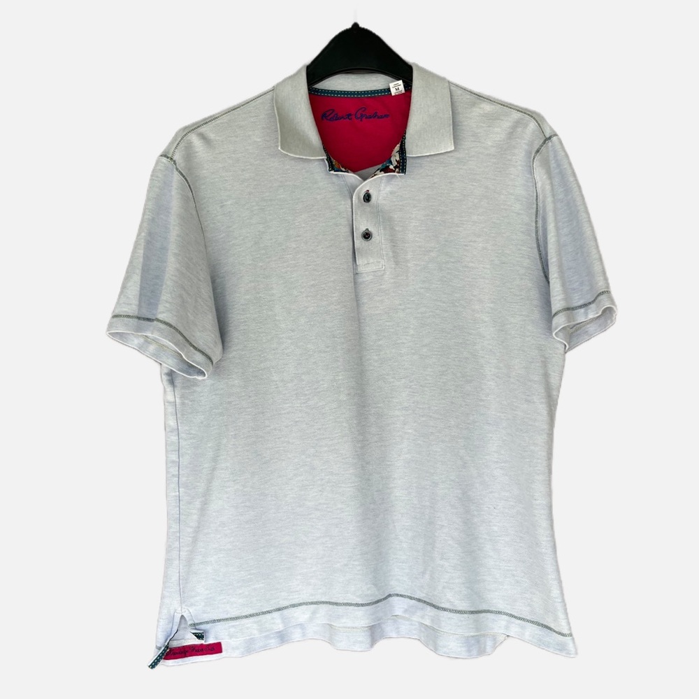 Robert Graham Baby Blue Polo Shirt Medium